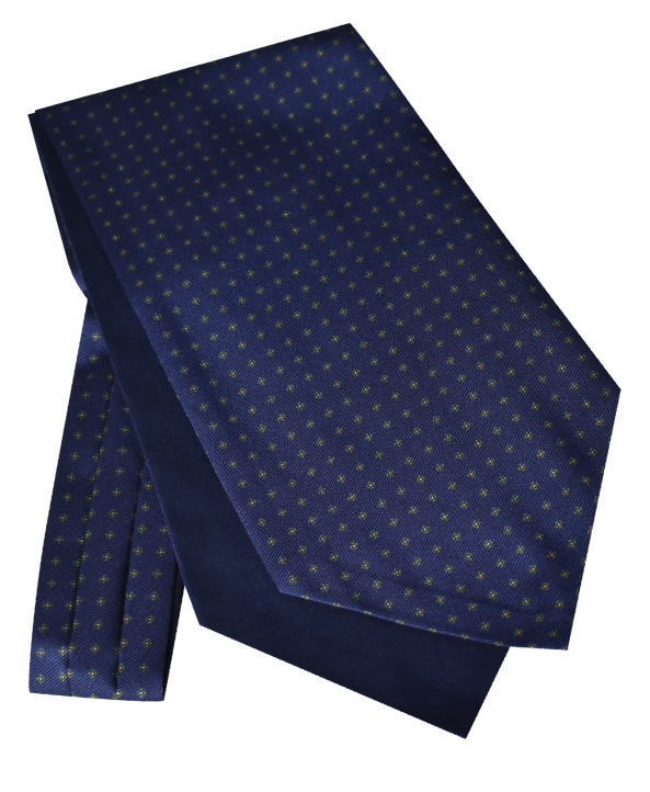 Fine Silk Neat Small Diamond Design Cravat in Navy